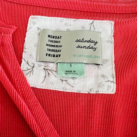 Saturday Sunday by Anthropologie Coral Pink Ribbed Amy Surplice top size S - Picture 5 of 7